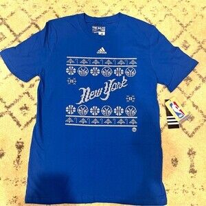 NWT Adidas New York Knicks Winter Theme Blue T Shirt Youth XL  18